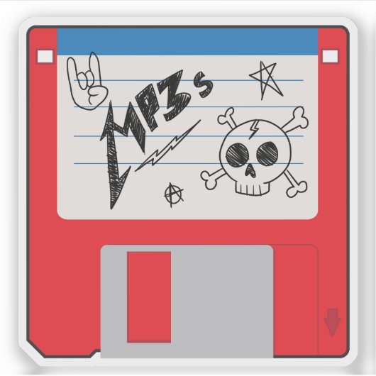 Sticker MP3 Music Retro Floppy Disk (Devant)