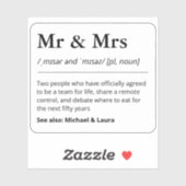Sticker Mr and Mrs Personalized Wedding Gift Tag (Feuille)