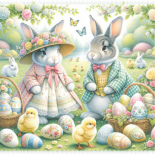 Sticker Mr & Mrs Easter Bunny Dans Leur Meilleur Dimanche