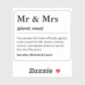 Sticker Mr & Mrs Mariage Personnalisé Faveurs Cadeau Moder (Feuille)
