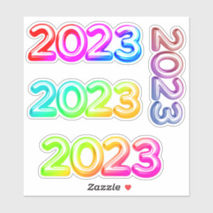 Sticker Multicolore Néon 2023 Nouvel An Vibrant