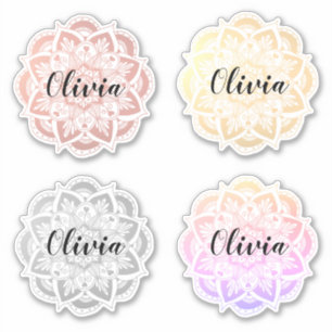 Sticker Multicolore personnalisé Mandala Nom personnalis