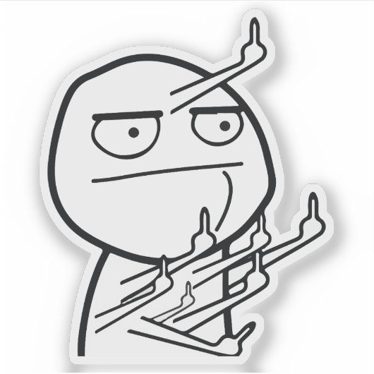 Sticker Multiple Middle Fingers Rage Face Meme Mug (Devant)