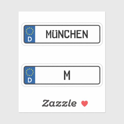 Sticker Munchen kennzeichen, Plaque allemande d'immatricul (Feuille)