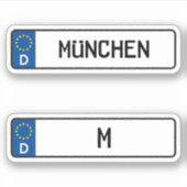 Sticker Munchen kennzeichen, Plaque allemande d'immatricul (Devant)