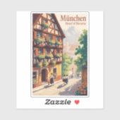 Sticker Munich Germany Bavaria Illustration Travel Art (Feuille)