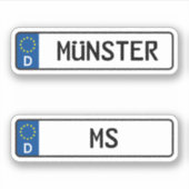 Sticker Munster kennzeichen, Plaque allemande d'immatricul (Devant)
