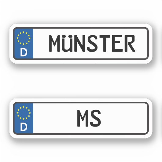 Sticker Munster kennzeichen, Plaque allemande d'immatricul (Devant)