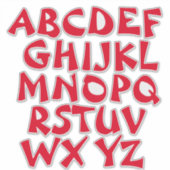 Sticker Mur Alphabet transparent en lettres rouges (Devant)