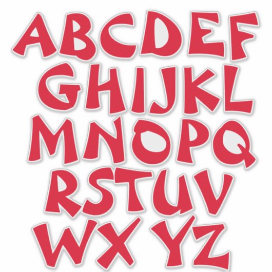 Sticker Mur Alphabet transparent en lettres rouges (Devant)