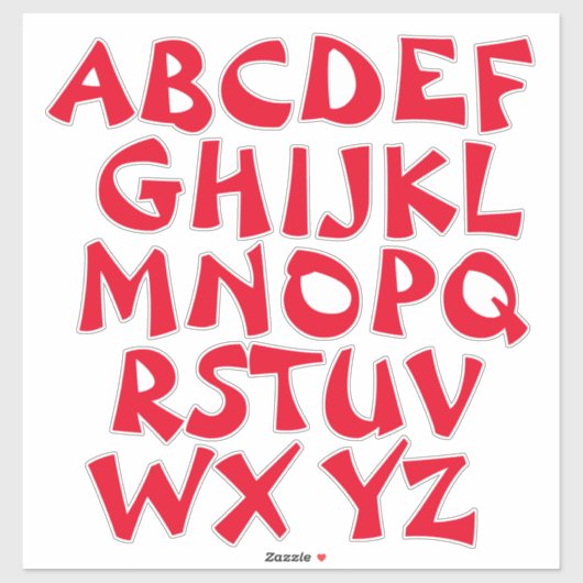 Sticker Mur Alphabet transparent en lettres rouges (Feuille)