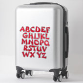 Sticker Mur Alphabet transparent en lettres rouges (Sur valise)