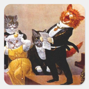 Sticker Musical Soiree Zingend Kattenconcert