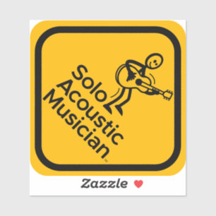 Sticker musicien acoustique solo 4"x4" Jaune