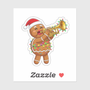 Sticker Musicien de pain d'épice heureux jouant de la trom