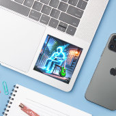 Sticker Musicien fantôme (Ordinateur portable avec iPhone)