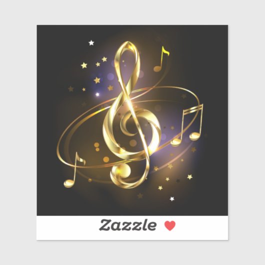 Sticker Musique de clé de sol en or (Feuille)