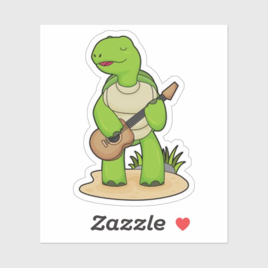 Sticker Musique de guitare musicienne de tortue (Feuille)