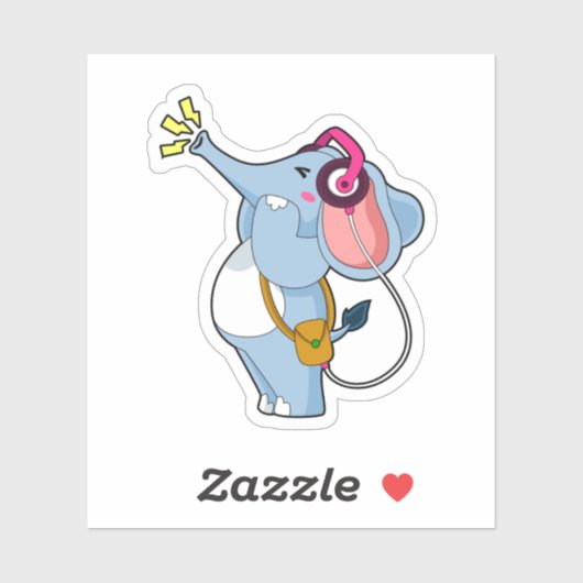 Sticker Musique d'écouteur éléphant (Feuille)