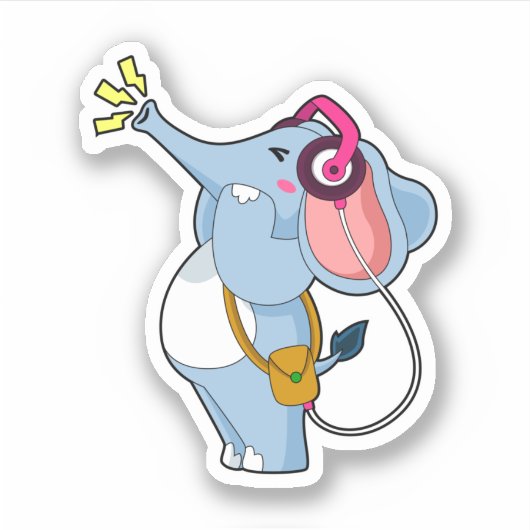 Sticker Musique d'écouteur éléphant (Devant)
