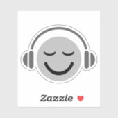 Sticker Musique DJ visage heureux avec écouteurs (Feuille)