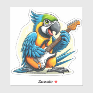Sticker Musique du rock perroquet