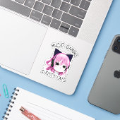 Sticker Musique, Jeu et Kitty Chat Anime Girl (Ordinateur portable avec iPhone)