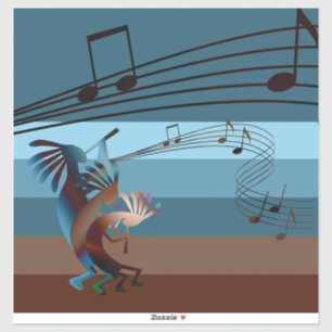 Sticker Musique Kokopelli Sud-Ouest 14"