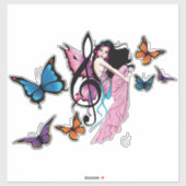 Sticker Musique Note Papillons Fairy (Feuille)