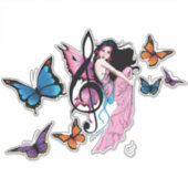 Sticker Musique Note Papillons Fairy (Devant)