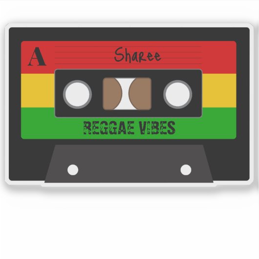 Sticker Musique Reggae Retro Bande de cassette Rasta (Devant)