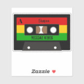 Sticker Musique Reggae Retro Bande de cassette Rasta (Feuille)