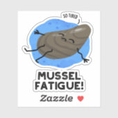 Sticker Mussel Fatigue Funky Animal Muscle Pun (Feuille)