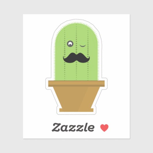Sticker Mustache Cactus (Feuille)