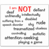 Sticker Mutisme sélectif Je ne suis PAS (Devant)