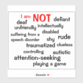 Sticker Mutisme sélectif Je ne suis PAS (Feuille)