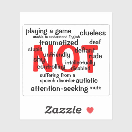 Sticker Mutisme Sélectif NON (Feuille)