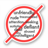 Sticker Mutisme sélectif non symbole (Devant)