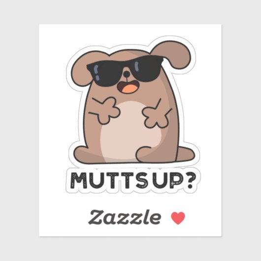 Sticker Mutt Up Funny Doggie Pun (Feuille)