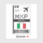 Sticker MXP Milan Boarding Pass - Italie Travel (Feuille)