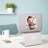 Sticker My 1st Cake Smash – Sweet Mess, Big Smiles (Ordinateur portable sur le bureau)