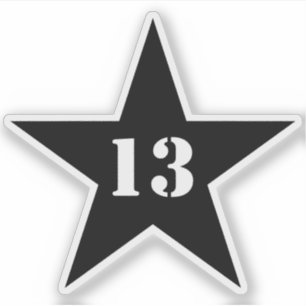 Sticker My Lucky Number Star - Numéro 13 (noir)