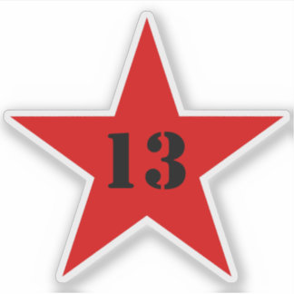 Sticker My Lucky Number Star - Numéro 13 (rouge)