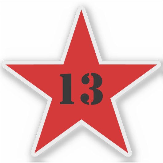 Sticker My Lucky Number Star - Numéro 13 (rouge) (Devant)