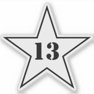 Sticker My Lucky Number Star - Numéro 13 - v2 (blanc)