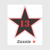 Sticker My Lucky Number Star - Numéro 13 - v2 (noir) (Feuille)
