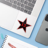 Sticker My Lucky Number Star - Numéro 13 - v2 (noir) (Ordinateur portable avec iPhone)
