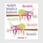 Sticker My Spirit Animal est un Slothicorn (Feuille)