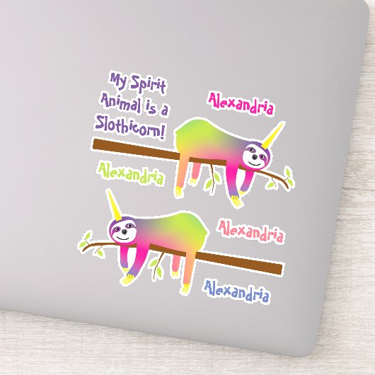 Sticker My Spirit Animal est un Slothicorn (Détail)