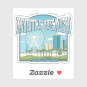 Sticker Myrtle Beach, Caroline du Sud (Feuille)